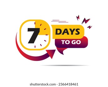 7 days go countdown banner, countdown left days banner. count time sale. seven days left. 07 days to go sales lable, Vector illustration