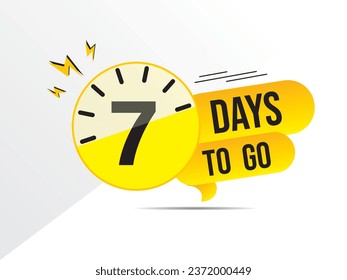 7 days go countdown banner, countdown left days banner. count time sale. 7 days left. seven days to go sales lable,  day countdown icon for sales purpose, Vector illustration