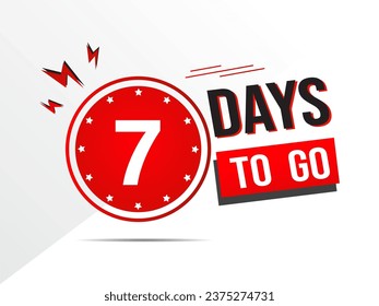 7 days go countdown banner, countdown left days banner. count time sale. 7 days left. seven days to go, day countdown round, circle icon for sales purpose, Vector illustration