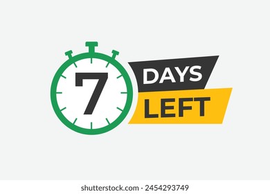 7 days to go countdown template. 7 day Countdown left days banner design. 7 Days left countdown timer