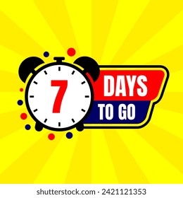 7 days to go. event countdown with yellow abstract background.