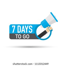 7 days to go flat icon on white background. Vector stock illustration.