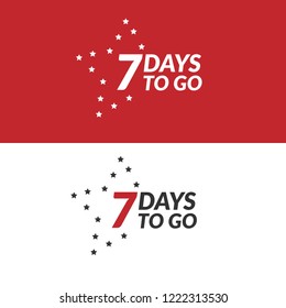 7 days to go label,sign,button. Vector stock illustration.