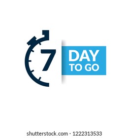 7 days to go label,sign,button. Vector stock illustration.