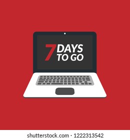 7 days to go label,sign,button. Vector stock illustration.