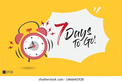 7 days to go last countdown illustration. Seven day go sale price offer promo deal timer, 7 day only. Flat-lay design, Eps 10