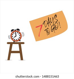 7 days to go last countdown illustration. Flat-lay design.