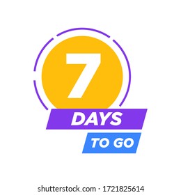 7 Days To Go Last Countdown Icon. Seven Day Go Sale Price Offer Promo Deal Timer, 7 Day Only  Vector Illustration Eps 10