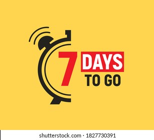 7 days to go last countdown icon. Seven day go sale price offer promo deal timer, 7 days only