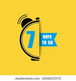 7 days to go last countdown. 7 days only. Seven day go sale price offer promo deal timer. Vector illustration. EPS 10.