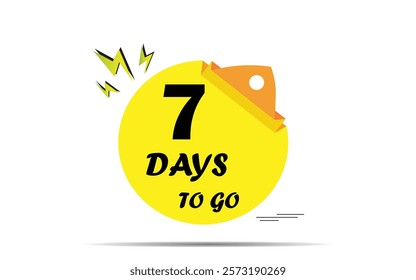 7 days to go last countdown icon. seven day go sale price offer promo deal timer, days Countdown left days banner. count time sale. Vector illustration, number of days left badge for sale or promo