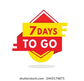 7 days to go red label last countdown icon, vector. Modern style design template for banner, advertising, announcement.