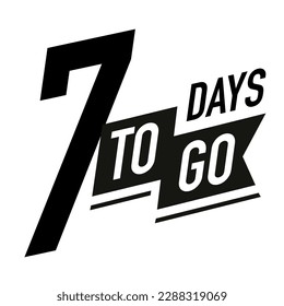 7 days to go timer vector label black color