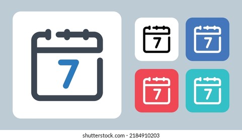 7 days icon - vector illustration . 7, days, Calendar, Daily, Event, Schedule, Time, Week, Weekly, Date, seven, line, outline, flat, icons .