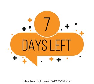7 days left balloon. Count days remaining vector design. Banner for business, events and special dates