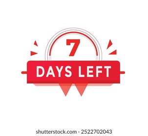 7 days left countdown banner sign colourful for advertising or promotion.