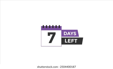 7 days left Countdown number banner templates. time icon. Vector Illustration 
