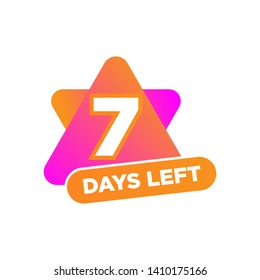 7 Days Left Countdown Template. Gradient Numbers of Days for Sale and Promotion