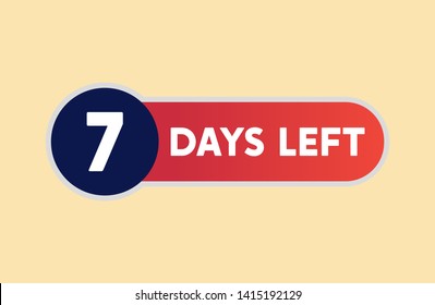 7 Days Left Countdown Template. Gradient Numbers of Days for Sale and Promotion
