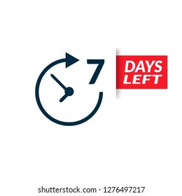 7 Days Left sign - emblem, label, badge,sticker, logo.Designed for your web site design, logo, app, UI