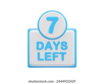 7 Tage verbleibende Textillustration 3D-Rendering