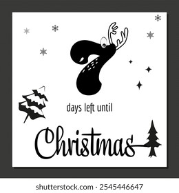 7 days left until Christmas card with tree
