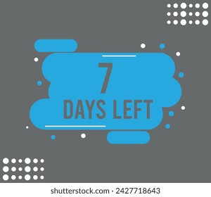 7 days left for the web text button. Countdown to special events and dates isolated on dark background