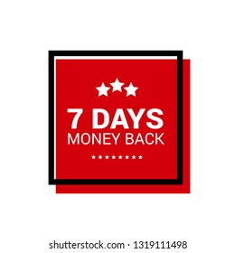 7 days money back label - sticker,banner. red color