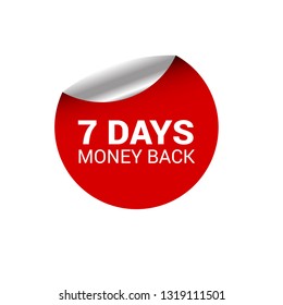 7 days money back label - sticker,banner. red color