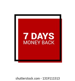7 days money back label - sticker,banner. red color