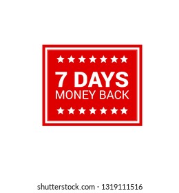 7 days money back label - sticker,banner. red color