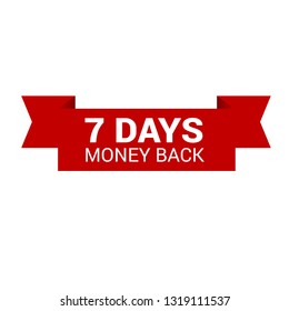 7 days money back label - sticker,banner. red color