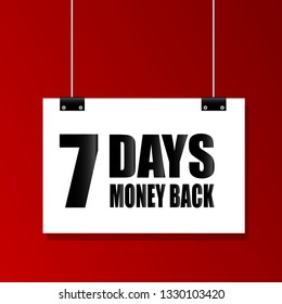 7 days money back sign.