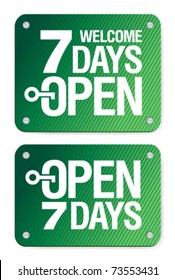 7 Days Open Signs Set