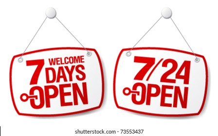 7 Days Open Signs Set