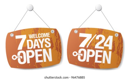 7 Days Open Signs Set