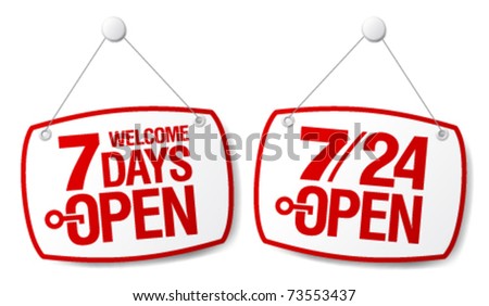 7 Days Open signs set