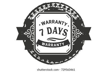 7 days warranty icon vintage rubber stamp guarantee