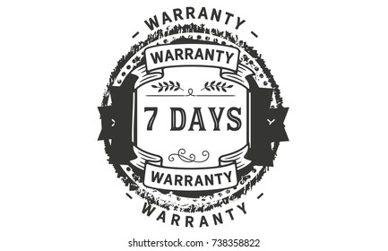 7 days warranty icon vintage rubber stamp guarantee
