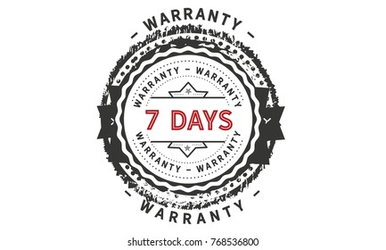 7 days warranty icon vintage rubber stamp guarantee