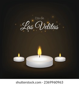 7 de Diciembre Dia de Las Velitas Celebration Greeting with Candles. Translate: Day of the Little Candles