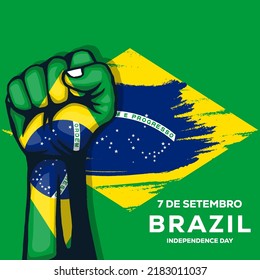 7 de setembro Brazil independence day illustration with hand. Translation spanish text september 7th