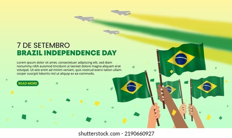 7 de Setembro Brazil independence day background with waving flags