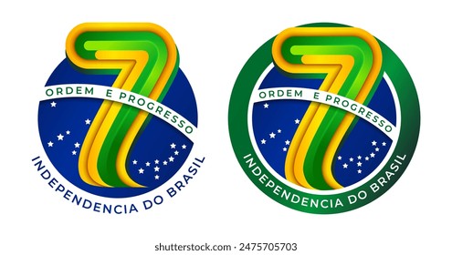 7 De Setembro, Brazilian Independence day sign or logo with stylish and modern design Translation: order and progress