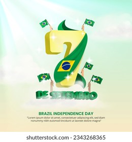 7 De Setembro Dia Da Independencia Do Brasil or September 7th Brazil Independence Day background with 3d lettering