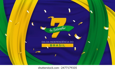 7 de Setembro Dia da Independencia do Brasil Greeting Banner. Translate: 7th September Independence Day of Brazil