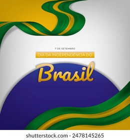 7 de Setembro Independencia do Brasil Greeting with Ribbons Translate: 7th September, Independence Day of Brazil