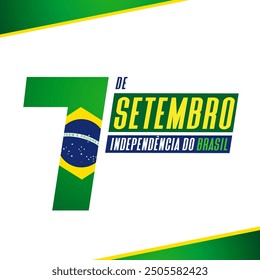 7 de Setembro, Independencia do Brasil lettering banner. Translation: September 7th, Brazil Independence Day. Vector Illustration