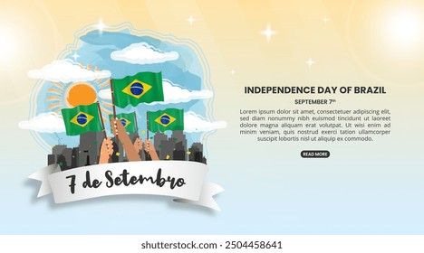 7 De Setembro or September 7 Brazil Independence Day with waving flags