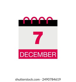 7. Dezember Kalenderdatum Symbol Vektorgrafik EPS